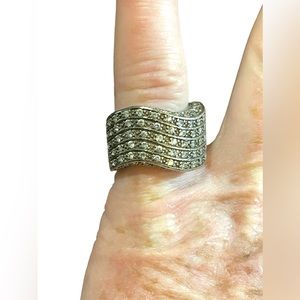 Sterling silver KC Creations  925 Moissanite chip Fancy chunky ring